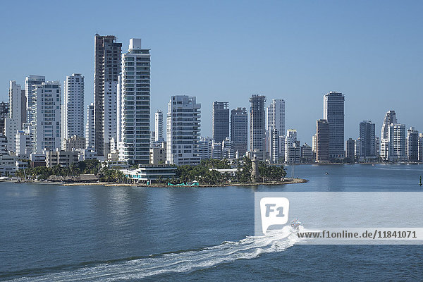 Bocagrande skyline and harbour  Cartagena  Colombia  South America