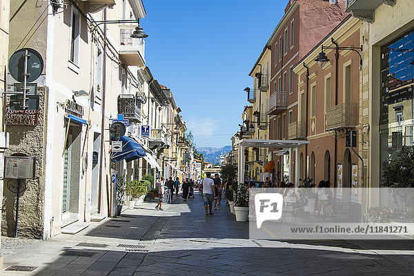 Pedestrian zone of Olbia  Sardinia  Italy  Mediterranean  Europe