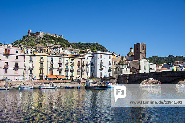The town of Bosa on the River Temo  Sardinia  Italy  Europe