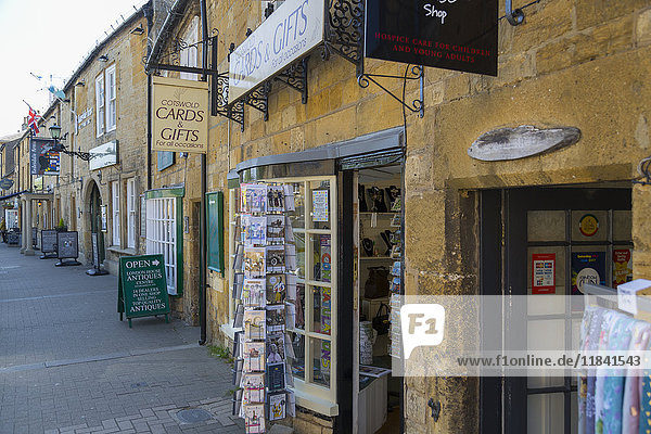 High Street antique and souvenir shops  Moreton in Marsh  Cotswolds  Gloucestershire  England  United Kingdom  Europe
