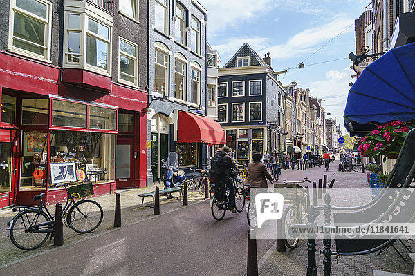 Antiquitätengeschäfte und Kunstgalerien in Nieuwe Spiegelstraat  Amsterdam  Niederlande  Europa