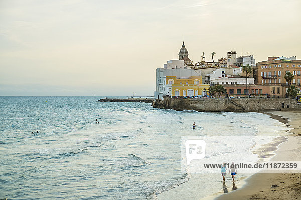 'Sitges downtown and seaside view; Sitges Barcelona province Spain'