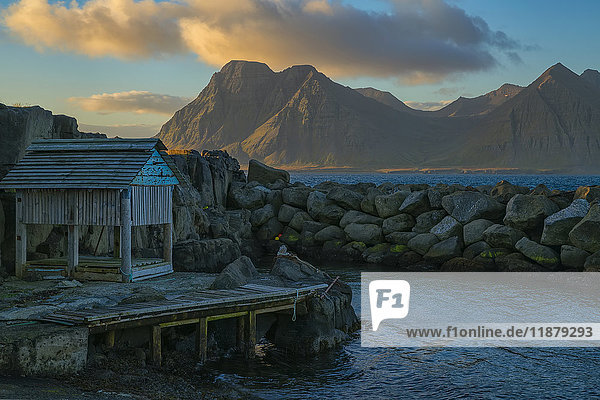 The old pier in Gjojur  a tiny fishing village along the Strandir Coast; Gjojur  West Fjords  Iceland