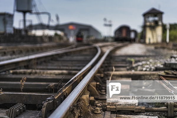 Close-up of a train track; North Yorkshire  England