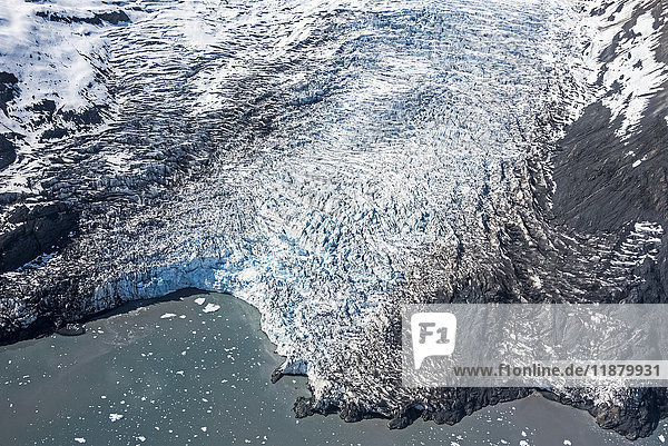 Luftaufnahme des Endpunkts des Westarms des Columbia-Gletschers  Prince William Sound  Süd-Zentral-Alaska; Alaska  Vereinigte Staaten von Amerika'.