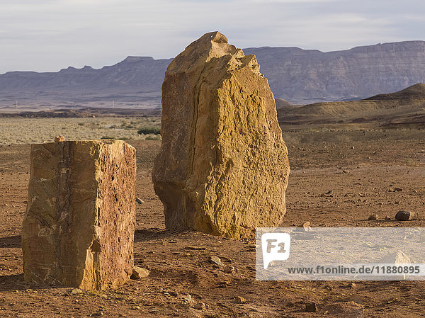'Standing stone blocks in the Ramon Nature Reserve; Mitspe Ramon  Israel'