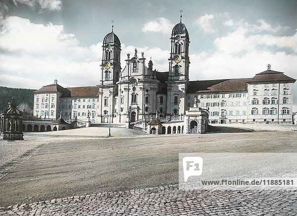 Kloster Einsiedeln Schweiz handkoloriertes Laterna Magica-Dia