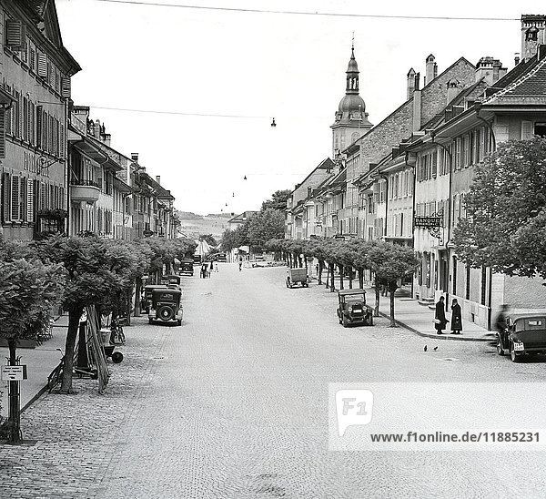 Greyerzer Straße in der Schweiz um 1900 Laterna Magica