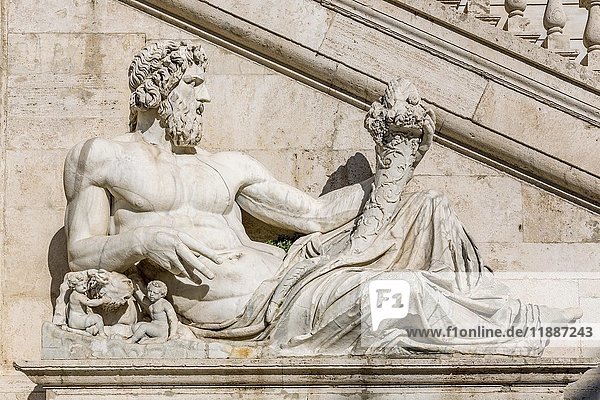 Ancient statue of the Tiber River God  Capitoline Hill Square  Rome  Italy  Europe
