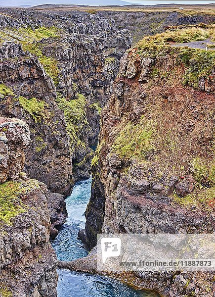Kolugljúfur-Schlucht  in der Nähe des Kolufossar-Wasserfalls  Laugarbakki  Hvammstanga  Island  Europa
