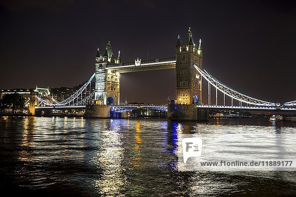 Illuminated Tower Bridge  night shot  London  England  United Kingdom  Europe