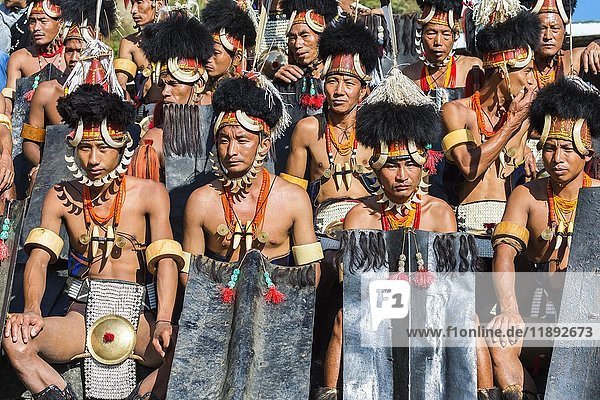 Performers gather at the Hornbill Festival  Kohima  Nagaland  India  Asia