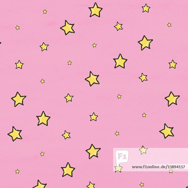Schrumpfende gelbe Sterne vor rosa Hintergrund Animation