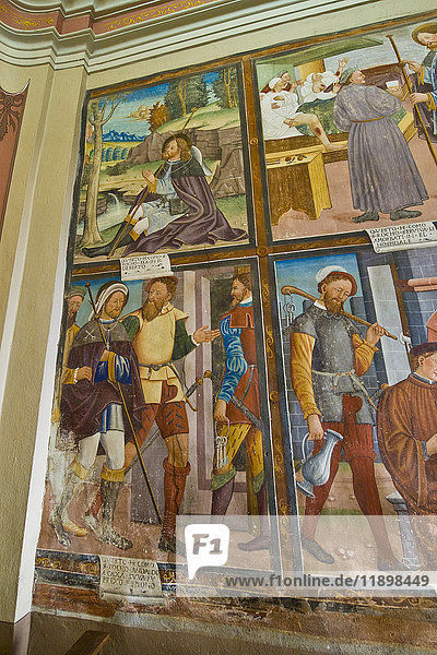 Fresken von Battista di Legnano  St. Rocco in der Kirche St. Johannes der Evangelist  Santa Maria Maggiore  Vigezzo-Tal  Piemont  Italien