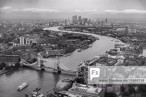 View over London  London City Hall  City Hall  behind Tower Bridge  Southwark  London  England  United Kingdom  Europe