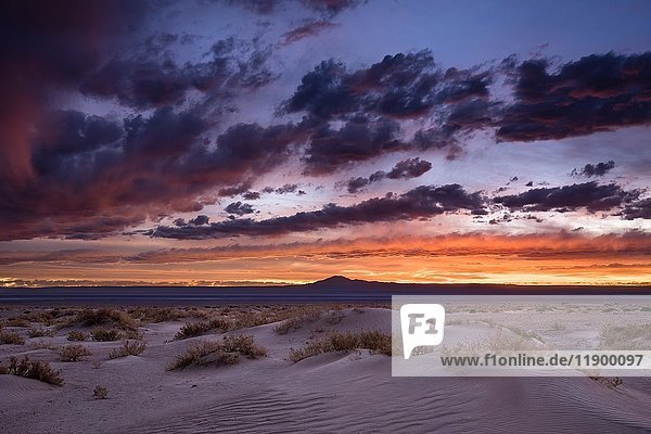 Sonnenuntergang in der Salzwüste Salar de Atacama  Sanddüne  San Pedro de Atacama  Provinz El Loa  Region Antofagasta  Norte Grande  Chile  Südamerika