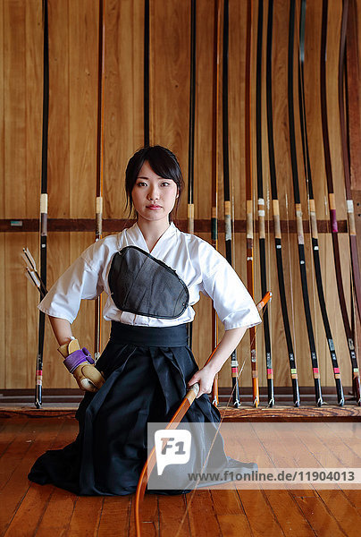 Japanese traditional archery athlete portrait