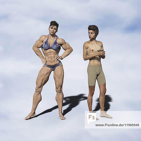 Strong woman and weak man