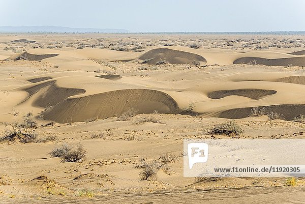 Barchan dunes on Maranjab Desert located in Aran va bidgol County in Iran.