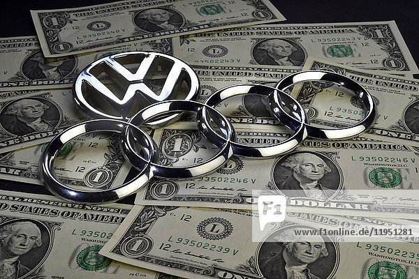 Audi and VW logo on Dollar notes