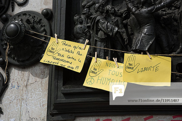 Frankreich Paris Place de la Republique Je suis Charlie