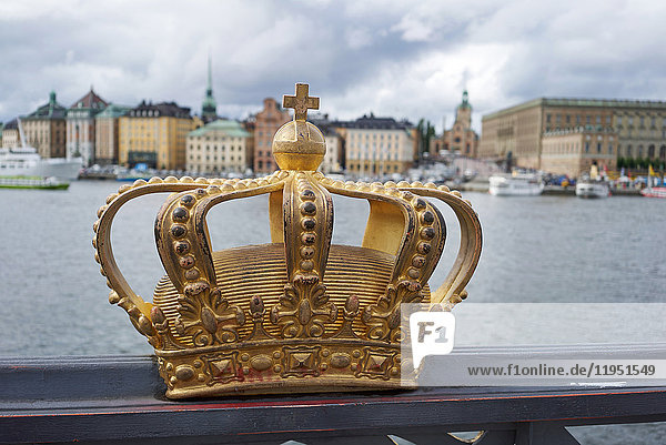 Sweden  Stockholm  gilded crown on Skeppsholmsbron