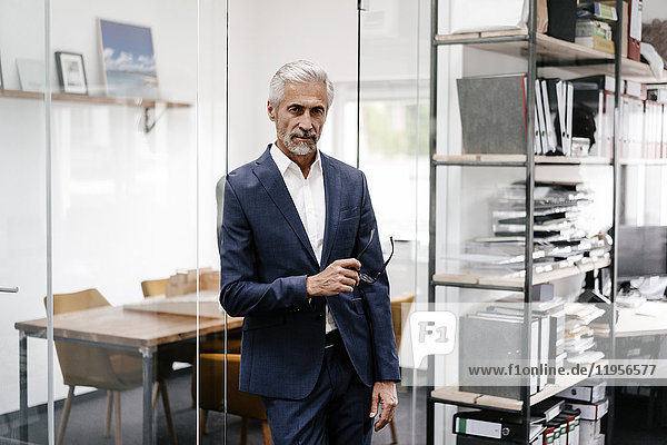 Portrait of serious mature businessman in office