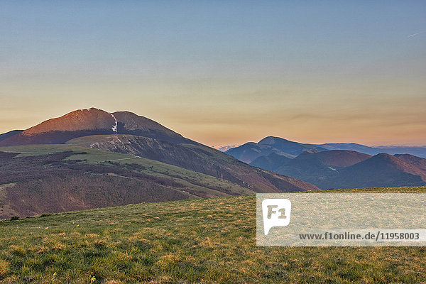 Mount Petrano sunset on Apennines Marche Italy Europe