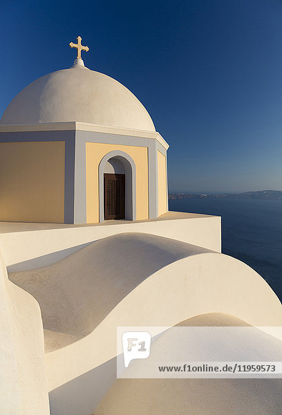Colourful Catholic Church of St. Stylianos Fira Santorini Cyclades Islands Greek Islands Greece Europe