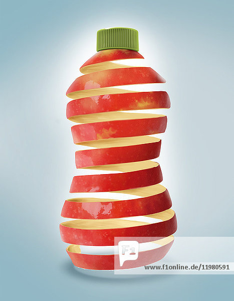 Illustration einer Apfelsaftflasche.