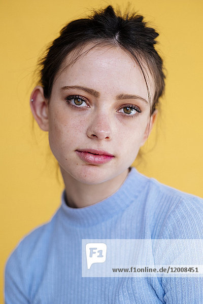 Portrait of serious Caucasian woman