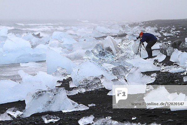Island  Eisklumpen am Ufer des Jokussarlon