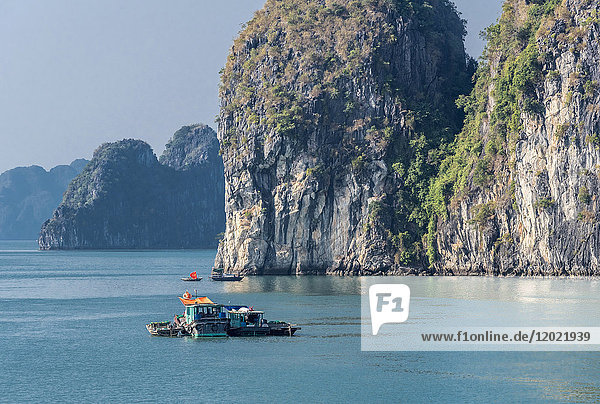 Vietnam  Ha Long Bay  fisher's small boat (UNESCO World Heritage)