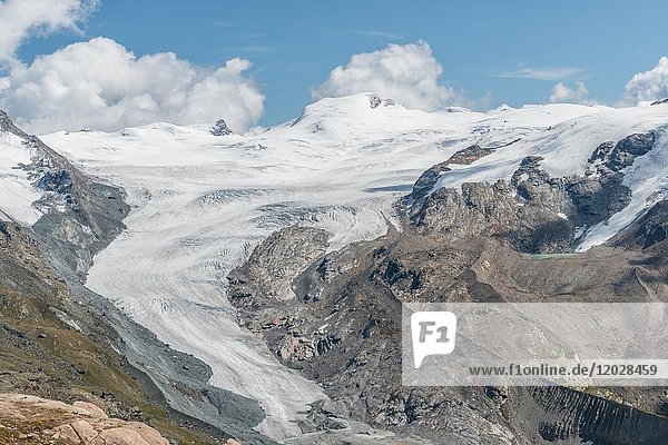 Gletscherzunge  Blick vom Unterrothorn auf den Findelgletscher  Zermatt  Wallis  Schweiz  Europa