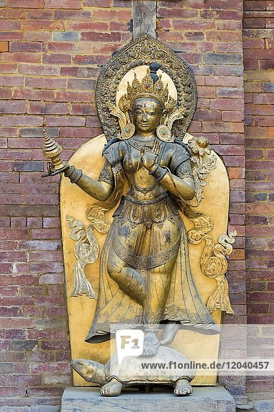 Ganga-Flussgöttin-Statue  Mul Chowk  Hanuman Dhoka Royal Palace  Patan Durbar Square  Unesco Weltkulturerbe  Kathmandu-Tal  Lalitpur  Nepal  Asien