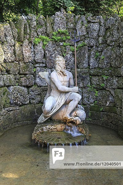 Fountain of Neptune  Hellbrunn fountain  Hellbrunn castle  Salzburg  Austria  Europe