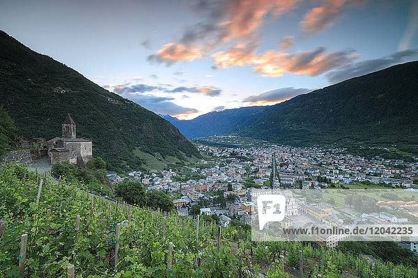 Ancient Xenodochio of Santa Perpetua on hills above the town of Tirano province of Sondrio Valtellina Lombardy Italy Europe