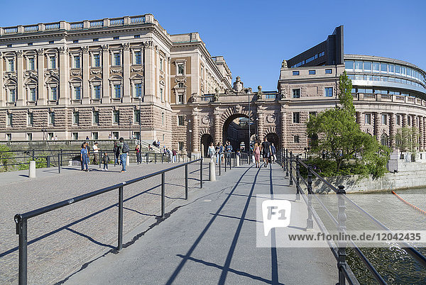 Blick auf das Parlamentsgebäude (Riksdagshuset)  Stockholm  Schweden  Skandinavien  Europa
