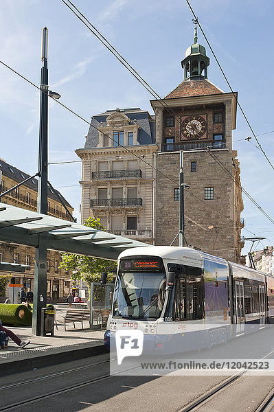 Tram stop  Rue de la Tour-de-l'Ile  Geneva  Switzerland  Europe