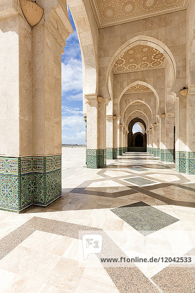Arches and columns part of the Hassan II Mosque (Grande Mosquee Hassan II) Casablanca Morocco North Africa Africa