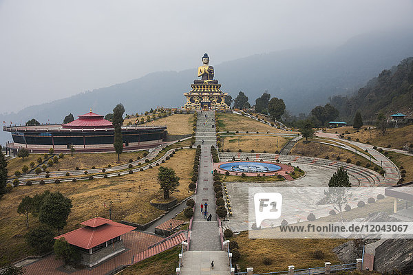 The Buddha Park of Ravangla (Tathagata Tsal) with 130-foot high statue of the Buddha  situated near Rabong  Sikkim  India  Asia