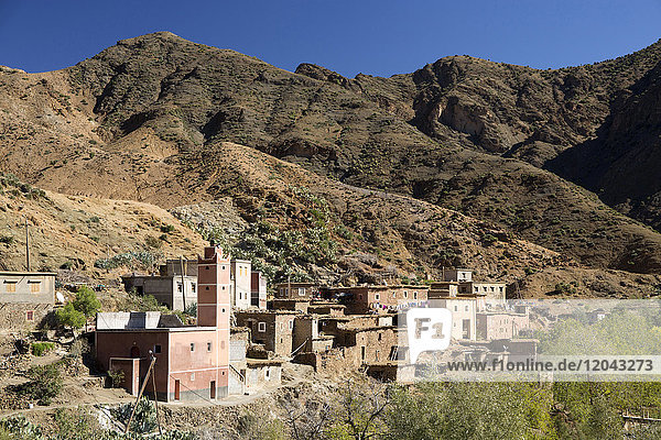 Traditional village in the foothills of the High Atlas Mountains Morocco North Africa Africa