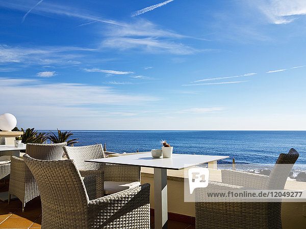 Speiseraum im Freien des Hotels  Cala Ratjada  Mallorca  Balearische Inseln  Spanien
