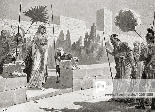 Kleopatra besucht Herodes in Jerusalem  33 v. Chr. Kleopatra VII Philopator  69 - 30 v. Chr. Letzter aktiver Herrscher des ptolemäischen Ägyptens. Herodes  74/73 v. Chr. - 4 v. Chr.  auch bekannt als Herodes der Große und Herodes I. König von Judäa. Aus Hutchinson's History of the Nations  veröffentlicht 1915.
