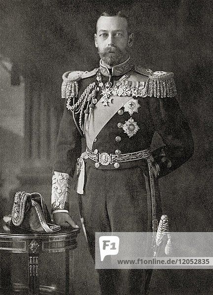 George V  1865 – 1936. King of the United Kingdom and the British Dominions  and Emperor of India. From Hutchinson's History of the Nations  published 1915.