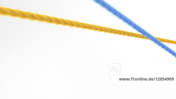 Gelber und blauer überlappender String  3D-Rendering