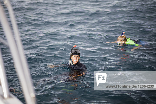Couple snorkeling in Indian Ocean