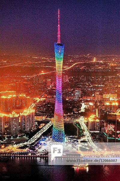 Night View Of Guangzhou City Guangdong China