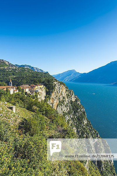 Tremosine lake Garda Brescia district Lombardy Italy.