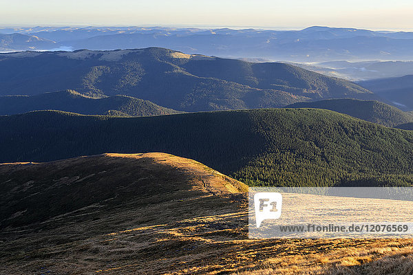 Ukraine  Zakarpattia region  Carpathians  Chornohora  Landscape with mountain Hoverla